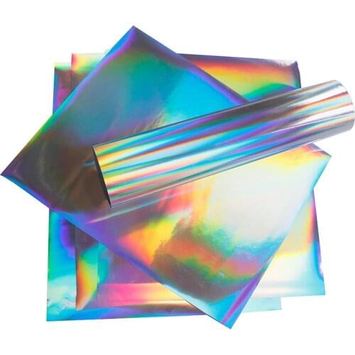 HOHOFILM 3pcs/pack 50cmx30cm Laser Rainbow Holographic Heat Transfer Vinyl Iron on Film T-shirt Vinyl 20''x12'' 3ps