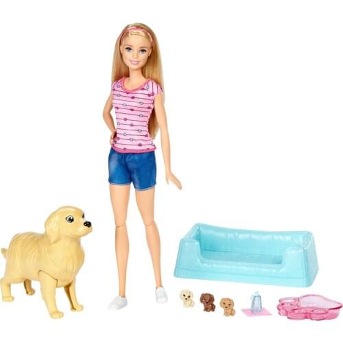 Barbie Toy Dolls Mommy Dog and Newborn Puppies Play Set Barbie Special Collections Mommy Dog and Her Puppies Barbie Dolls