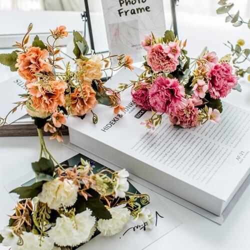 European-style Autumn Color Carnation Simulation Bouquet Mothers Day Gift Plastic Artificial Flower Shop Artificial Flower
