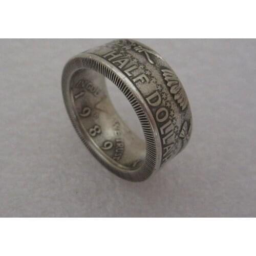 Handcraft Coin Ring Made from Kennedy Half Dollar Silver Plated Copy Coins
