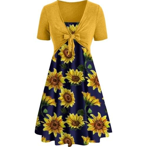Summer Women Floral Casual Dress Plus Size Short Sleeve V Neck Elegant Dresses For Women Clothing Vestidos Mujer Verano 2021