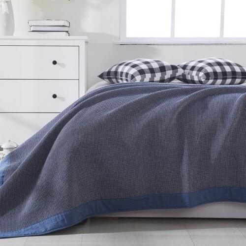 Cotton Gauze Waffle Towel Muslin Blanket Soft Throw Plaid For Adults On The/Bed/Sofa/Plane/Travel Bedspread