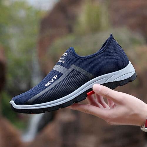 Slip-on Men Shoes Mesh Sport Shoes Male Big Size Running Shoes Man Low Top Blue Sneakers Breathable Mens Summer Sports Shoe I2