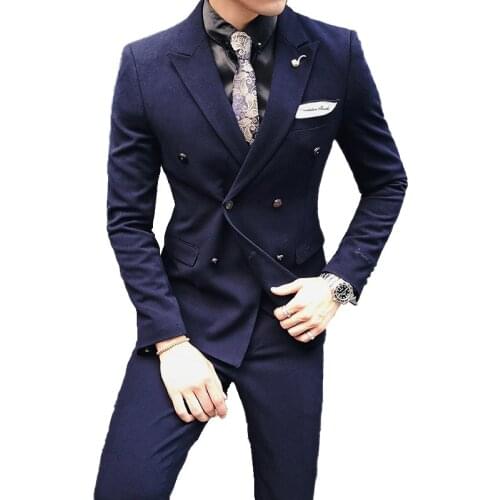 2021 Latest Jacket Pant Designs Navy Blue Jacket Prom Men Suit Slim Fit Skinny 2 Piece Tuxedo Custom Suits Wedding Men Suit