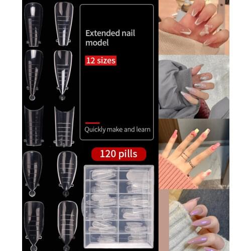 Fake Nails Poly Extension Gel Dual Nail Form Coffin Nails Clear Ballerina Nail Tips Full Cover 120pcs with Storage Box Nail Art