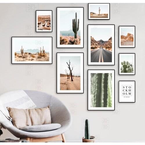 Road Colorado Canyon Giant Cactus Tree Wall Art Canvas Painting Nordic Posters And Prints Wall Pictures For Living Room Decor