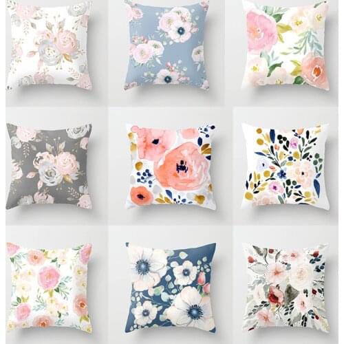 Flowers 3D Printed Throw Pillow Covers for Chair 100% Polyester Square Woven Cushion Cover for Home Decor Cojines Decorativos