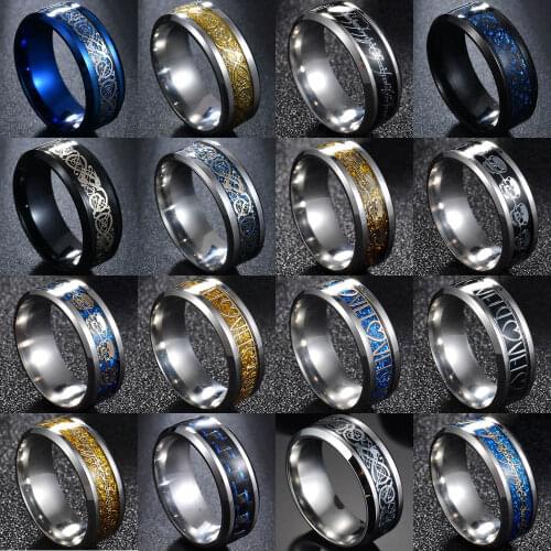 Stainless Steel Black Blue Gold Love Heart Skull Rings for Men Women Wedding Engagement Band Shinny Couple Ring Charm Male Gift