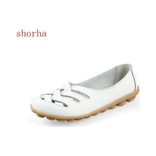 Spring New Fashion Cowhide Leather Woman Flats Moccasins Comfortable Woman Shoes Cut-outs Leisure Flat Woman Casual Shoes