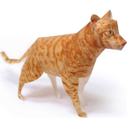 Ocicat Cat Orange Tabby Pet Paper Model Realistic Animal Mini Cute 3D Papercraft DIY Kids Adult Handmade Craft Toys WE-017
