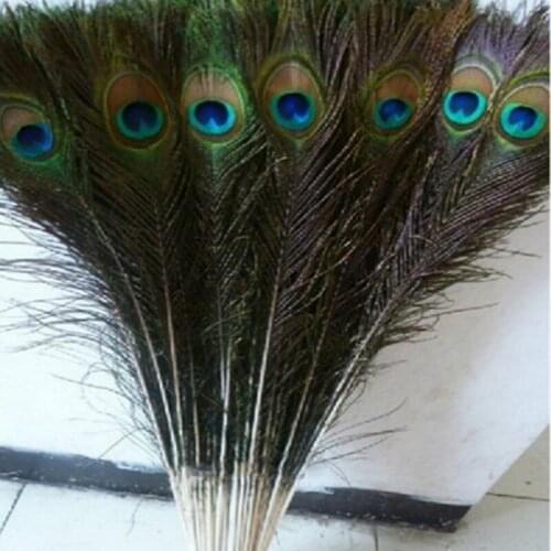 Wholesale 20pcs Natural Peacock Eye Tail Feathers about 40-45 cm for Earring Vase Wedding Party Crafts DIY decoration plumes