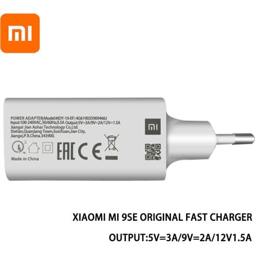 Original XIAOMI MI USB QC3.0 Fast wall Charger with Micro Usb and Type C Cable for XIAOMI Mi 9 8 SE CC9 A3 Redmi K20 Note 7 Pro