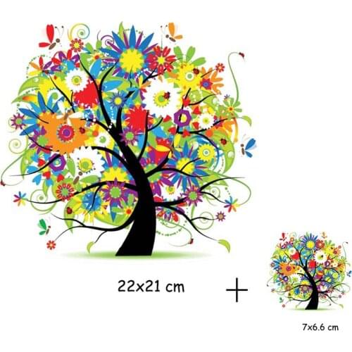 Flower Tree Patch Thermal Transfer Printing T shirt Girl Iron on Patches for Clothing Fabric Stickers Clothes Appliques