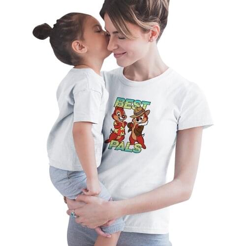 Four Seasons Disney Family Matching Clothes Chip 'n' Dale Cartoon Printing Top Summer New Adult Unisex T Shirts Kids Tee Comfort