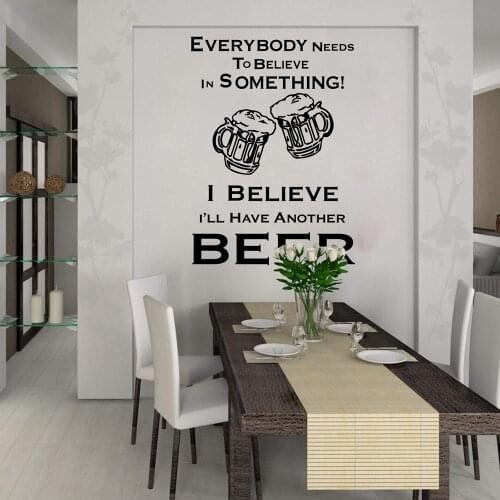 Believe In Beer Kitchen Quote Wall Decal Kitchen Pub Bar Inspirational Quote Alcohol Wine Wall Window Sticker Kitchen Bar Vinyl