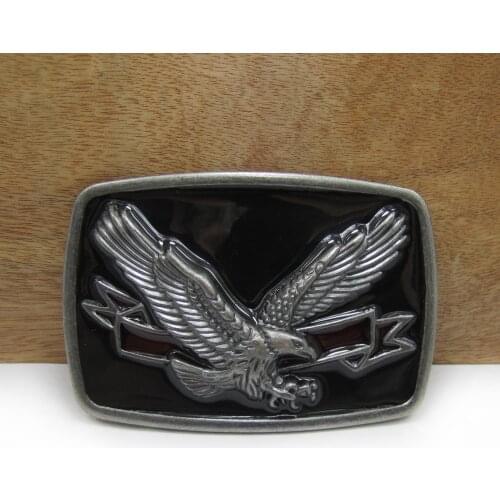 BuckleClub wholesale zinc alloy retro flying eagle jeans gift belt buckle pewter finish FP-02812 for men 4cm width loop