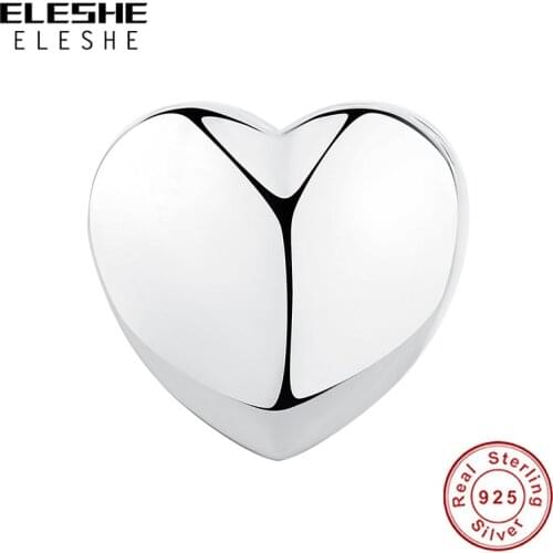 ELESHE Personalized Custom Photo 925 Sterling Silver Bead Heart-Shaped Engrave Letter Charm Fit Bracelet Women DIY Fine Jewelry