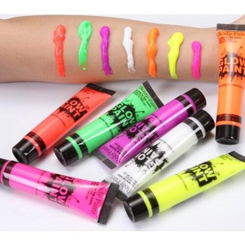 25ml/Piece Glow in Dark Face Body Paint UV Blacklight Neon Fluorescent Set of 6 Tubes (1set)