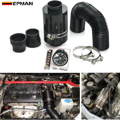 Universal Cold Feed Induction Kit & Carbon Fibre Air Intake Filter Box with fan For BMW E46 M3/330/328/325 M52 EP-FB2303