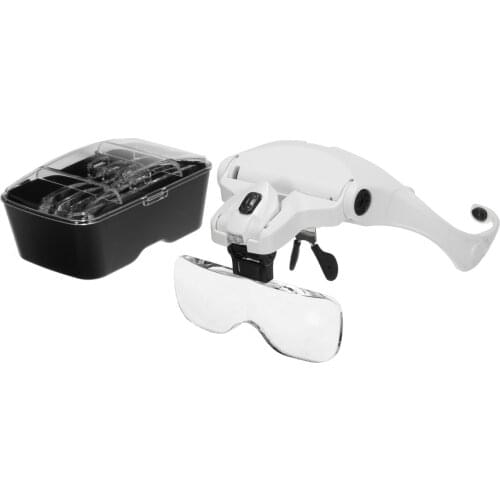 1set Adjustable 5 Lens Loupe Headband Magnifying Glass Magnifier LED Light lamp Magnifying Glasses For Eyelash Extension Beauty