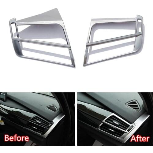 YAQUICKA 2x Car Interior Front Side Air Outlet Vent Frame Cover Trim Chromium Styling Bezel For BMW X5 F15 14-18 X6 F16 15-18