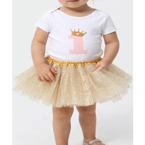 Infant Baby Girls Ballet Dance Tutu Skirt 3 Layers Tulle Glitter Golden Sequins Fluffy Princess Mesh Pettiskirt 0-8 Year