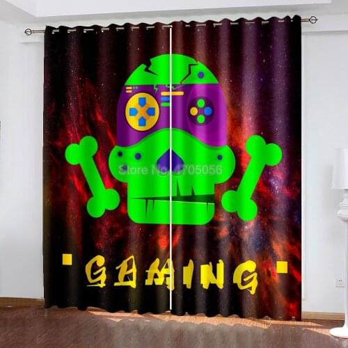 Gamepad Digital Printing Blackout Curtains for Bedroom Living Room Home Modern Soft Kitchen Window Curtain 160x160cm Drapes
