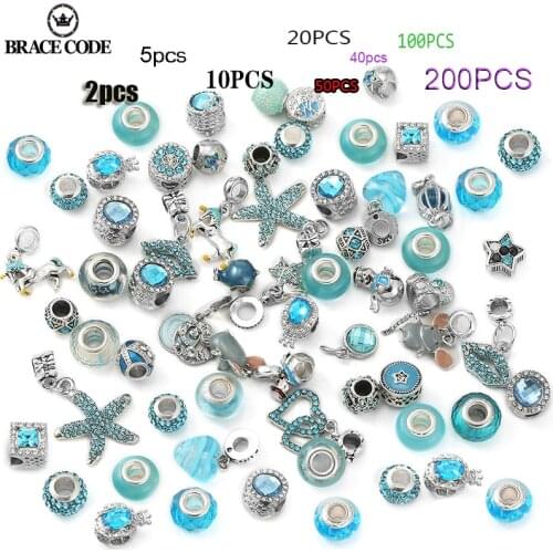 Summer Starfish Ocean Style Light Blue Pendant Ladies Beaded Brand Bracelet Necklace Jewelry Mixed Random Delivery