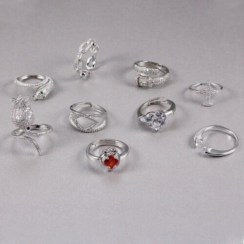 Ladies Flower Ring Silver Color Adjustable Open loop Personality Party Simple Female Ring For Girlfriend Fashion Accessory Gift