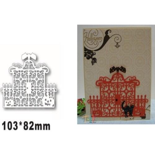 Happy Halloween Spooky Gate Metal Cutting Dies for DIY Scrapbooking Album Decorative Embossing Handmade Paper Cards Gift