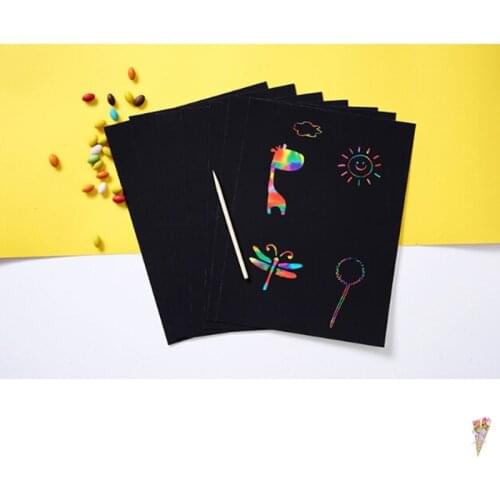 10 Sheets A4 Magic Scratch Art Painting Toys Paper With Drawing Stick Kids Toys Black