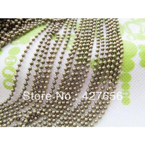 15pcs 25.2inch 2.45mm Antique Bronze/Antique Silver tone/Black Ball Link Chain,DIY Charm Necklace,for Necklace&Bracelet