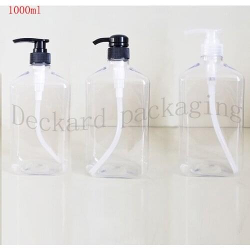 5pcs/lot 1000ml Cosmetic Bottles Heathy PET Sample Pump Dispenser Cream,PET bottle Shampoo,Detergent Clear Container Capacity