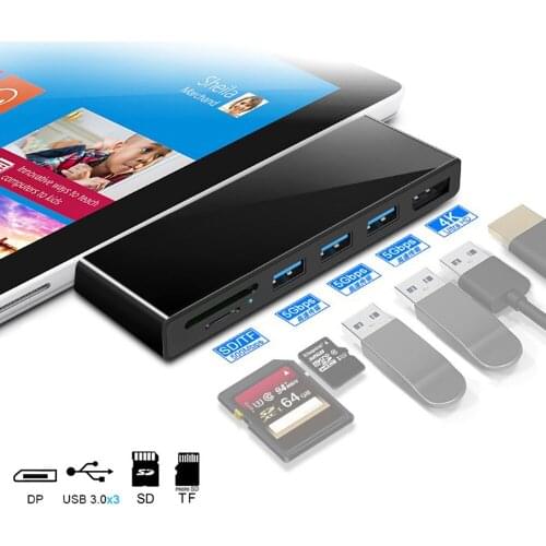 6 in 1 Mini DP USB 3.0 Hub Docking to 4K 30Hz Display DP SD/TF Micro SD Card Reader USB 3.0 Hub for Microsoft Surface Pro 4 5 6