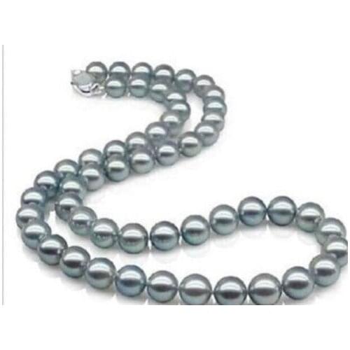 Free Shipping gorgeous 10-11mm grey pearl necklace
