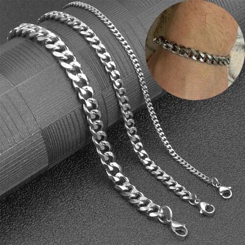 2021 Hot Fashion Stainless Steel Chain Bracelet for Men Women Wedding Jewelry Gift 3/5/7mm Adjustable Cuban Chain Mens Bracelet