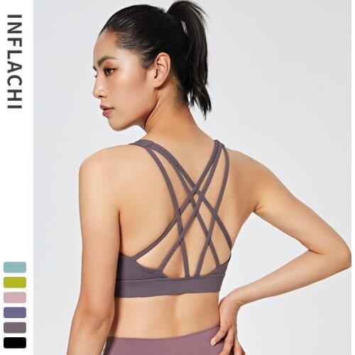 Seamless Sexy Yoga Sports Bra Backless Cross Strap Shockproof Fitness Running Tops Gym Workout With Chest Pad Underwear Vest