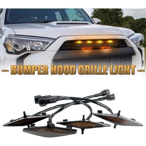 For 2014-2019 Toyota 4Runner TRD Pro Grille Car Front Grille LED Light Bumper Hood Indicator Lamp DRL Warning Lamp Styling