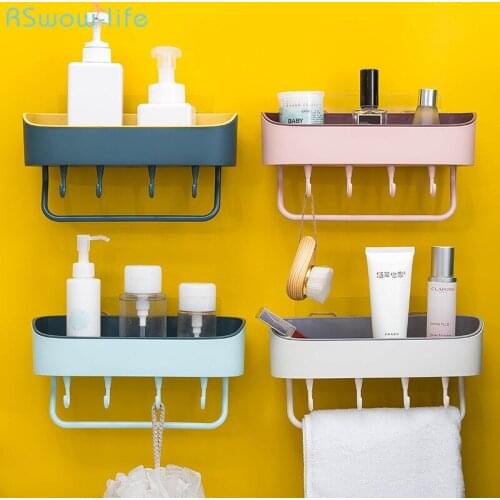 Double - Rack Towel Multifunctional Drainage Color Traceless Belt Hook Removable Household Supplies Storage Racks For Bathroom