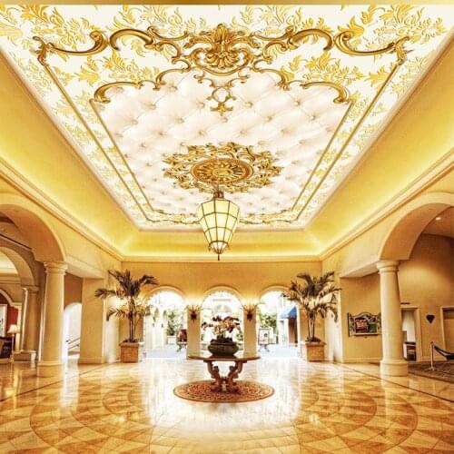 Photo Wallpaper Luxury Gold European Style Pattern Soft Roll Ceiling Murals Living Room Hotel Self-Adhesive Waterproof Wallpaper
