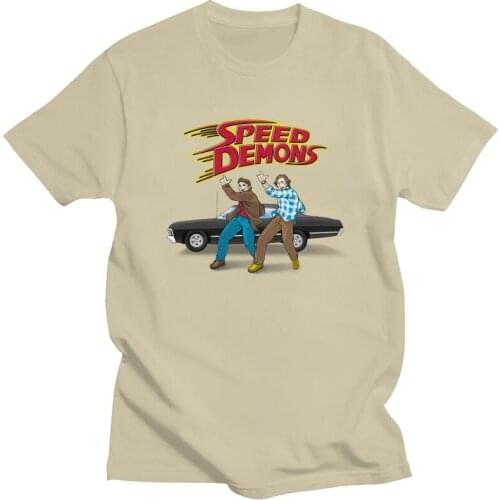 Supernatural Speed Demons T Shirts Soft Cotton Tee The Winchesters Bro Dean and Sam Tshirt Short Sleeved Casual T-shirt Clothes