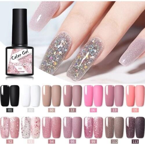 Wholesale Nude Glitter Gel Nail Polish 8ml Semi Permanent Color UV Gel Varnish Shiny Sequins Soak Off UV LED Nails Gel Base Top