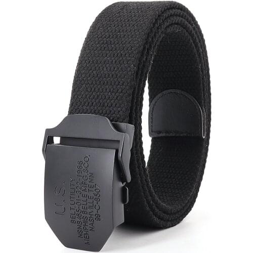 Men&Women Military Canvas Belt US Automatic Buckle Outdoor Military Training Tactical Belt Police Unisex Hunting Jeans Girdle
