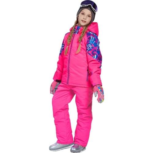 Dollplus Children Ski Snow Suit Winter Clothing Waterproof Jacket Pants Overalls Teens Girl Sports Outdoor Wear Set Ski Outfit