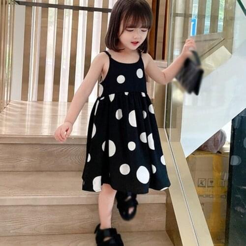Summer Cute Dresses For Girls 2021 New Baby Girl Kids Korean Style Slim Beach Skirt With Suspender Dress Children Sweet Clothes