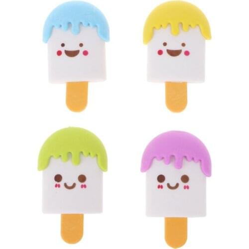 Cute 3D Cartoon Face Ice Cream Rubber Erasers Pencil Eraser For Kids School Supplies Stationery 1XCE