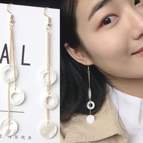 2018 Pop Creative Cute Shell Earrings Natural Stone Long Chain Tassle Earrings Original Women Jewelry Girl Gift