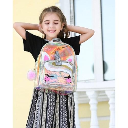 2021 Girl Laser PVC Cute Backpack Summer Transparent Waterproof School Bag Large Capacity Holographic Clear Teenager Student Bag