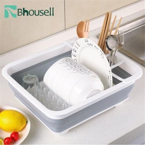 Multifunctional Kitchen Storage Dish Rack Foldable Home Drain Bowl Rack Portable Space Saving Drying Dinnerware Organizer