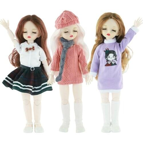 12 Inch BJD 1/6 30cm Fashion Doll with Clothes 23 Joints 4D Real Eyelashes Princess Baby Dress Up Dolls for Girls Gift DIY Toys